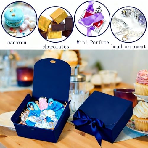 WLUSEAXI 12 Pack Small Gift Boxes with Lids for Presents, Blue Gift Boxes