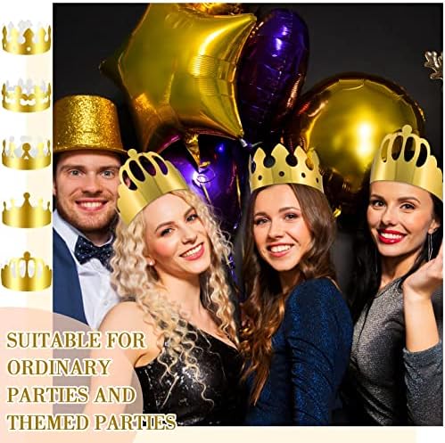 Crtiin 300 Pcs Gold Paper Crowns Bulk for Adult Kids Party, Stylish Style
