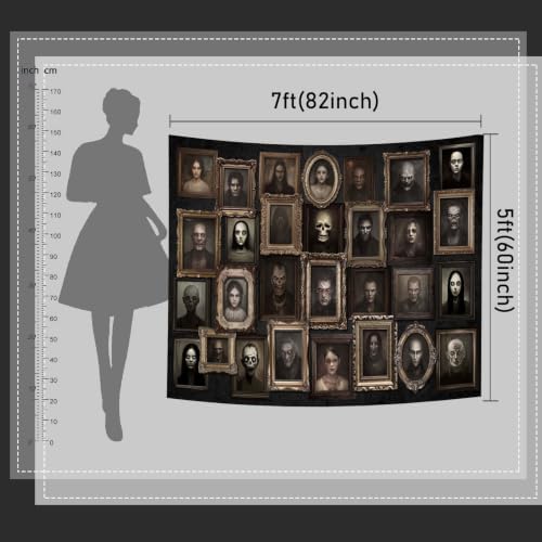 Mocsicka Halloween Portrait Backdrop Horror Happy Halloween Party Decorations Banner Haunted House Photo Frames Background Party Supplies (Black, 82x60 inch)