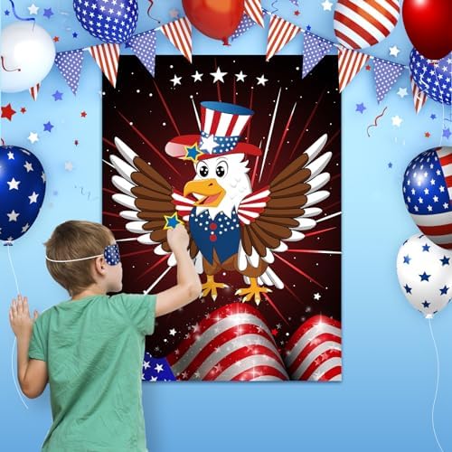 ASTARON 4th of July Patriotic Party Game for Kid Pin The Tail on The Eagle