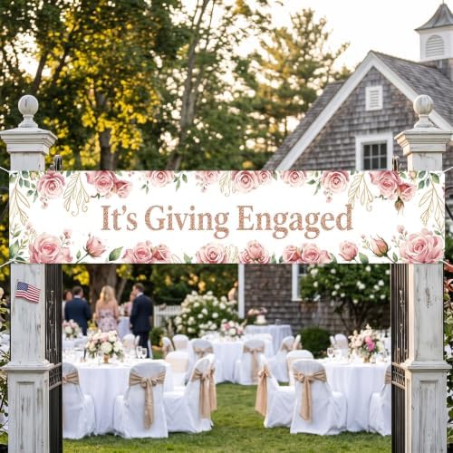Just Engaged Banner Decorations for Engagement Wedding Home Party Decor