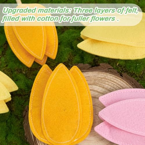 Paper Jazz 6 Pcs Tulip Centerpiece for Table Spring Felt Tulip Decoration for Home Easter Tulips Flower Signs Floral Centerpieces for Mothers Day Easter Party Classroom Garden Party