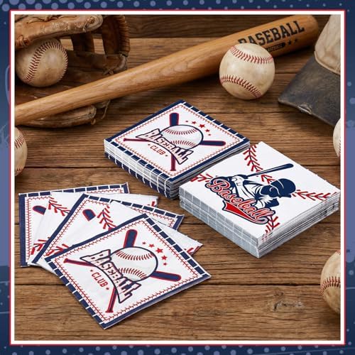 Natnarr 100 Pcs Baseball Napkins, 5" Baseball Birthday Napkins