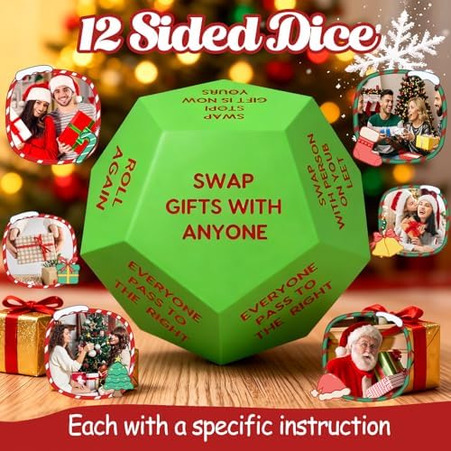 Santa Swap Gift Exchange Dice, 3in Exchange Gifts for Adult