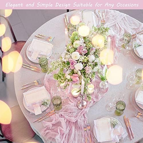 35x72 Inch Pink Cheesecloth Table Runner Boho Wedding Birthday Party Decor