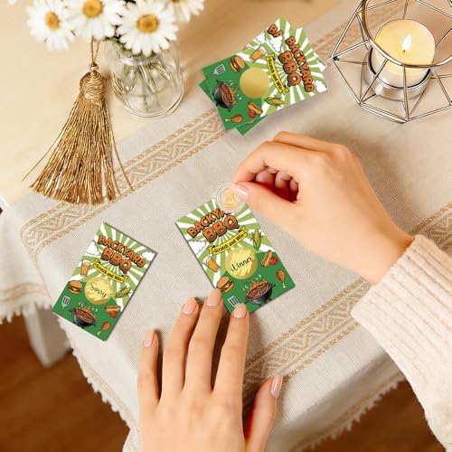 TOUNER 50Pcs Backyard BBQ Scratch Off Game Cards, Father's Day Scratch Cards for Family Gathering Backyard BBQ Birthday Summer Barbecue Retirement Party Lottery Prize Raffle Tickets