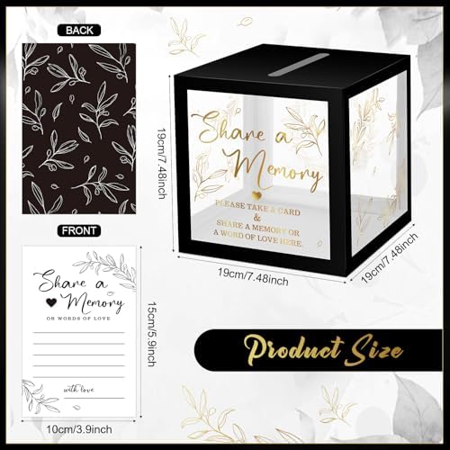Pajean 50 Pcs Greenery Share a Memory Card, Celebration of Life Cards Box