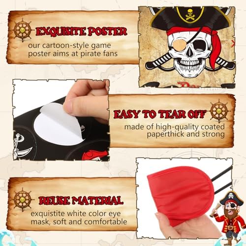 Faccito Pirate Party Games Pin The Eye Patch on The Pirates Birthday Decor