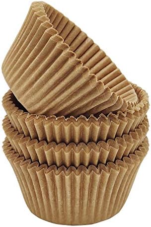 Premium Natural Greaseproof Cupcake Liners Muffin Paper Baking Cups Standard Size, 100-Count