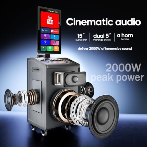 Smart Karaoke Machine with 23.8 Inch Touch Screen 2000W Peak Power