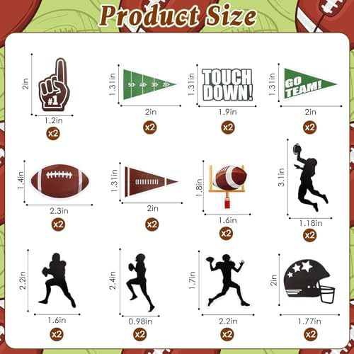Football Cupcake Toppers Party Decorations, 24 PCS Foot Ball Touchdown Players Cupcake Toppers, Food Picks Toppers Cake Decoration for Football Party Decorations 2026 Sports Themed Party Supplies