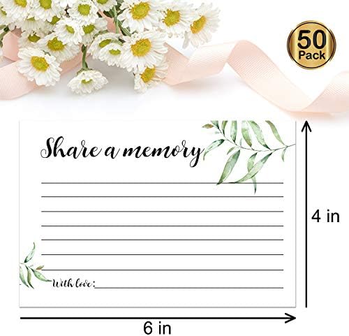 Giftideaworkshop 50 Greenery Share A Memory Cards for Celebration of Life Birthday Anniversary Memorial Funeral Graduation Bridal Shower Game, Guest Book Ideas, and Alternatives.4x6 Inches.