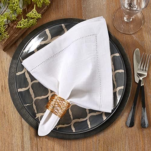 Lightnpro White Hemstitched Cotton Napkins, 18x18 Inch, Set of 6