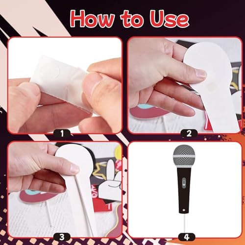 SUNBEAUTY 18 Pcs Rock and Roll Birthday Party Decorations Music Note Guitar Star Photo Booth Props Music Theme Party Supplies