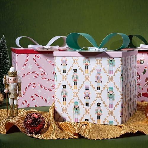 BIOBROWN Christmas Gift Boxes with Lids for Presents Nutcracker Design