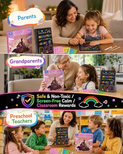 2 Pack Scratch Art Paper Notebooks Set: Arts and Crafts Supplies for Kids