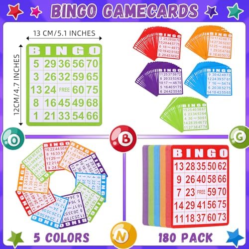 Crtiin 228 Pack Game Cards and Dot Daubers Set Includes 180 Bingo Cards and 48 Dot Markers Supplies Calling Card Set for Kids Preschool Children, Large Groups, Family Gathering Activity, Game Night