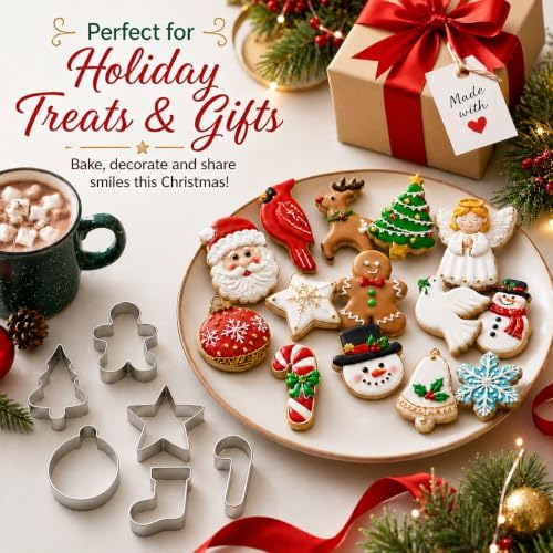 Mini Christmas Cookie Cutters, Metal Holiday Shapes, 15-Piece Set