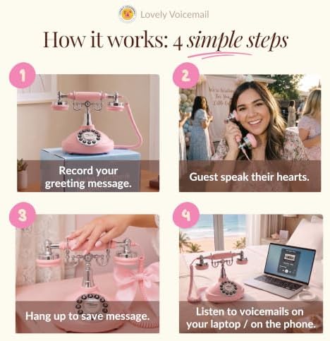 Audio Guest Book, Voicemail Phone Guestbook, Pink Button