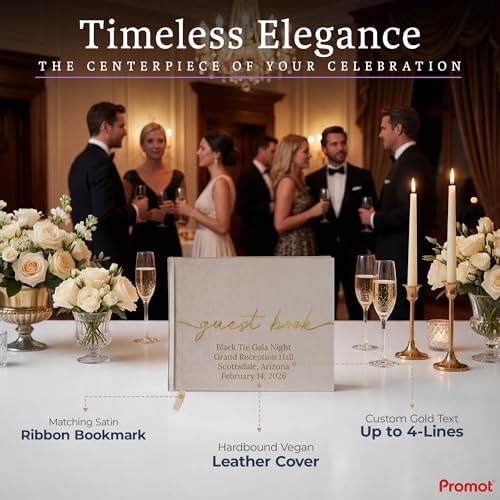 Promot Personalized Guestbook (Champaigne Beige) - 110 Lined Pagess
