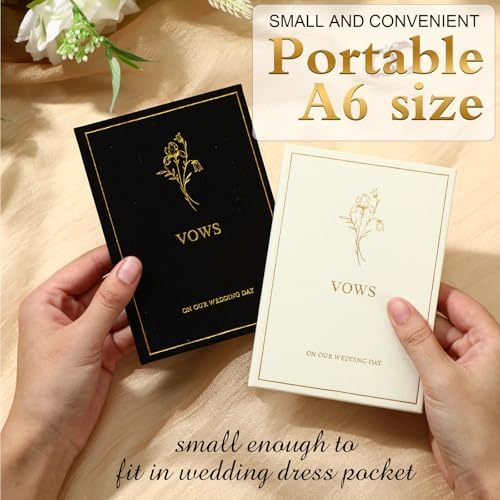 Engrowtic Wedding Vow Books His and Hers, Gold Foil, Black, White