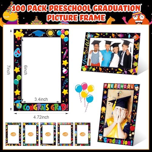 AmazingSpark 100 Pcs Paper Picture Frames 4x6 Photo Cards Preschool
