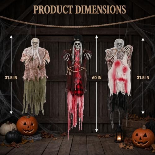 3 Pack Halloween Hanging Skeleton Decorations Outdoor Indoor Porch Tree