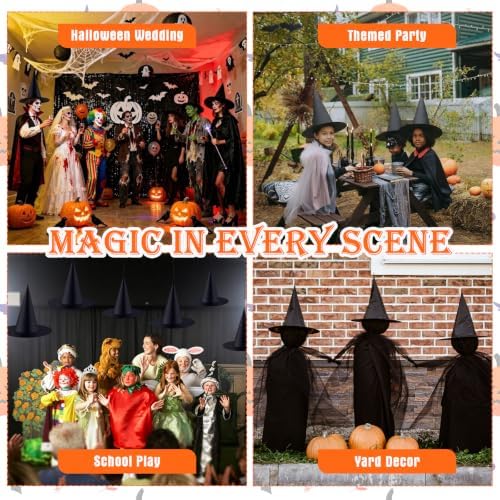 24 Pcs Halloween Hanging Witch Hats Black Floating Witch Hat Porch Decor