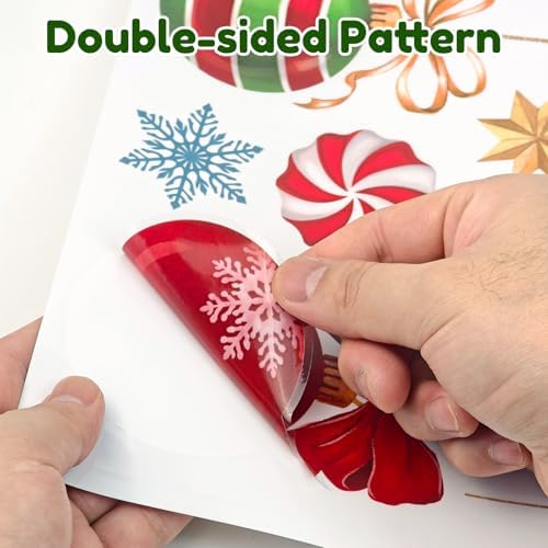 8 Sheets Christmas Window Clings Stickers Winter Snowflake Merry Christmas Tree Xmas Window Decals for Holiday Party Home Office Shop Glass Display Decoration