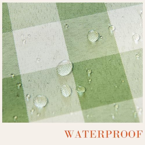 Green and White Gingham Tablecloth, Spring Plaid Waterproof Table Cover for St Patrick's Day, Indoor Dining, Kitchen Table, Garden Picnic, Washable Rectangle Tablecloth, W60 x L60 in