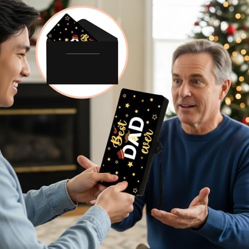 MotiMind Best Dad Ever Money or Gift Card Holder with 10 Slots, Dad Surprise Money or Gift Card Holder with Envelope for Father Birthday Party Supplies