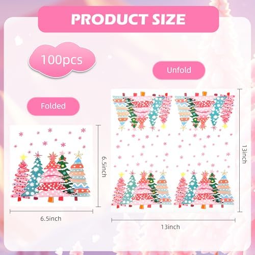 AimFun 100 Count Christmas Trees Paper Luncheon Napkins