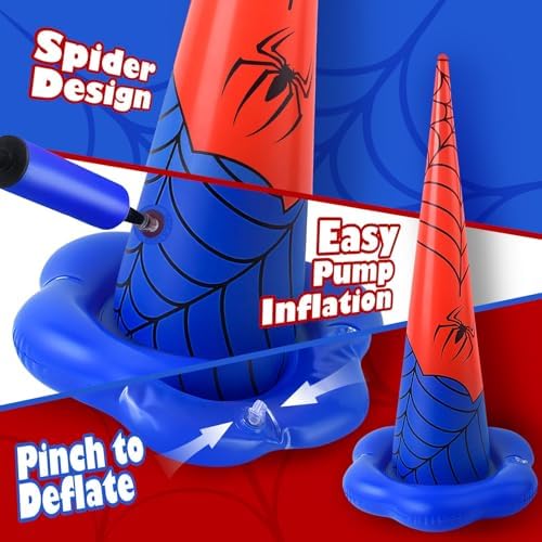 5 Pack Inflatable Spider Web Ring Toss Game, Birthday Party Games for Kids