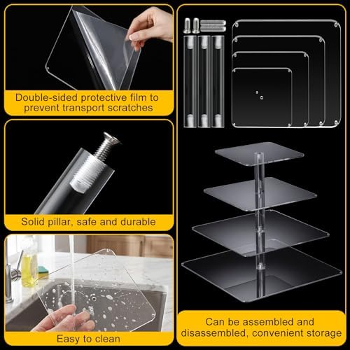 6 Pcs Acrylic Dessert Stand Set Tiered Tray Holder, Cute Style