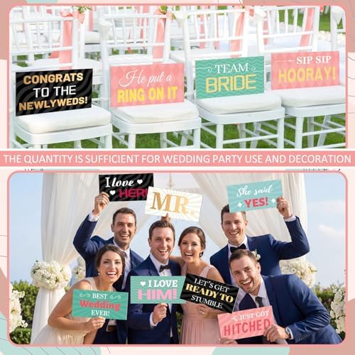 Beeveer 24 Designs Wedding Photo Booth Props, Double Sided PVC Signs