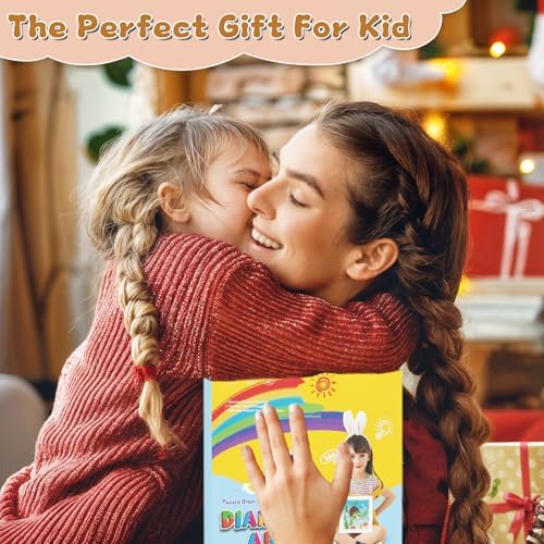 Halloween Diamond Art Painting Kits for Kids with Frame, Witch Diamond Painting Kits for Kids Ages 4-8-12, Easy Gem Arts and Crafts Gift for Girls Boys Adult Beginners Home Wall Decor(7x7inch)