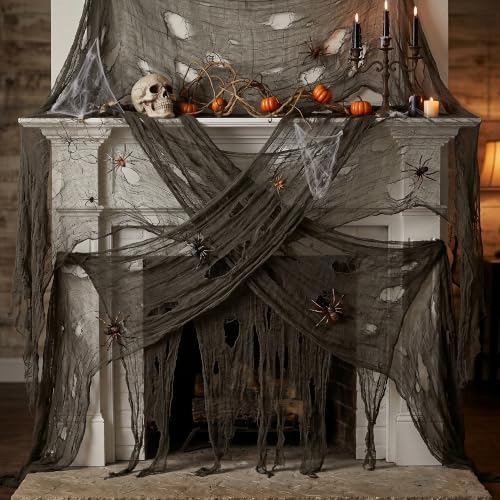 197"x71" Charcoal Gray Creepy Cloth, Fine Mesh Halloween Gauze Fabric Cloth