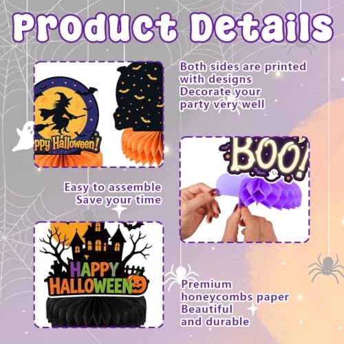 Halloween Party Decorations-12Pcs Halloween Honeycomb Centerpieces