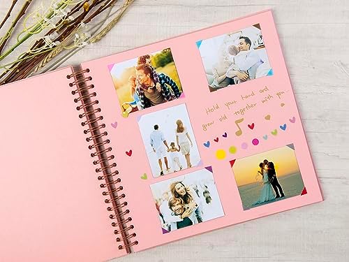 potricher 12 x 12 Inch Large DIY Scrapbook Photo Album 80 Pages, Pink