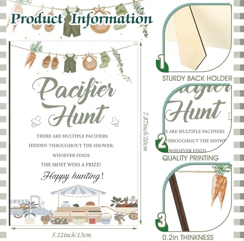 Thyle 51 Pcs Locally Grown Pacifier Hunt Baby Shower Games Set for Guest