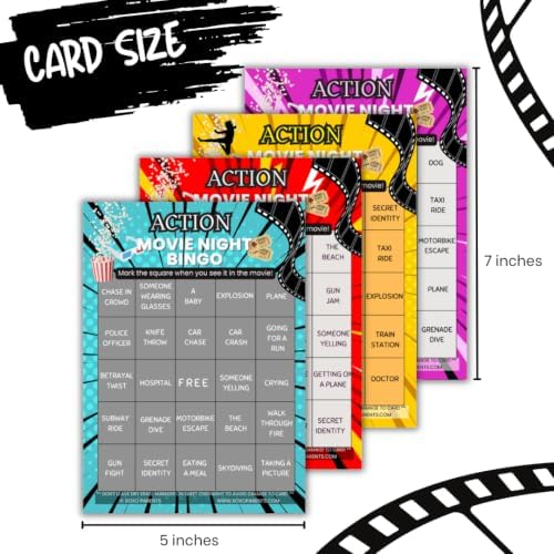 XOXO Parents Movie Night Bingo Cards, Reusable Supplies - Action