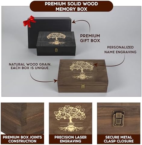 Gifts for Grandpa or Dad, Personalized Family Tree Memory Box, Father's Day