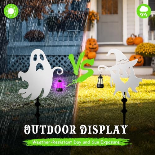 Halloween Ghost Garden Stakes, 4-Pack Solar Lighted Yard Decor