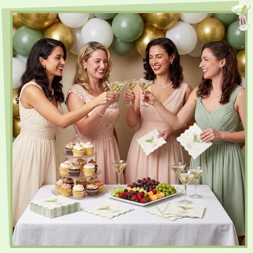 Natnarr 50 Pk Martini Napkins 6.5" Scalloped A Tini Bit Older Napkins