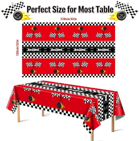 Race Car Birthday Party Decorations - 2PCS Racing Car Disposable Plastic Tablecloth | Race Car Table Cover Racing Car Theme Party Favors Decorations for Boys Baby Shower Home