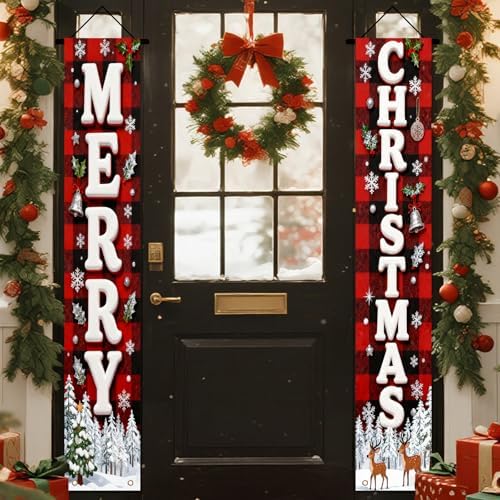 Nuxovilar Front Door Porch Sign Entrance Banner Set 12x71in Polyester