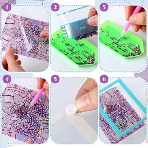 Saillong 24 Pcs Flower Mini Diamond Painting Kits with Frames Set