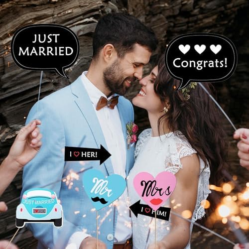 Kotbs 52pcs Wedding Photo Booth Props for Bridal Shower & Engagement Party