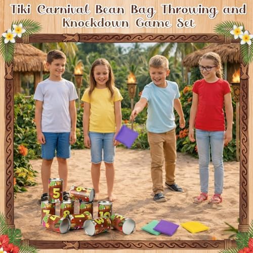 Bean Bag Toss Game Tin Cans Carnival Set,Tiki Style
