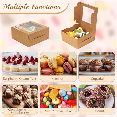 OAMCEG Cupcake Boxes, 6x6x3 Inches Cookie Boxes,50 Pack,Brown